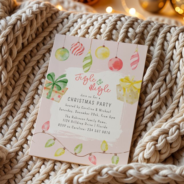 Söt Jingle & Mingle Rosa Julfest Inbjudningar (Skapare uppladdad)