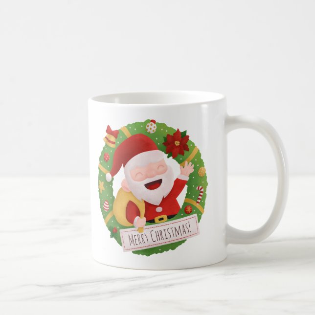 Söt jolly jul tomte julkrans mugg (Höger)