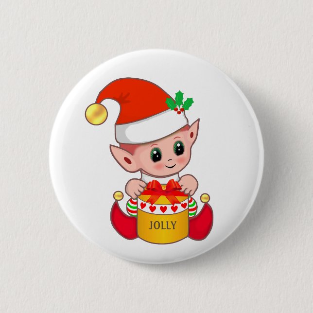 Söt jolly jul-tomte knapp (Framsida)