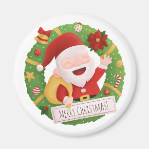 Söt jolly tomte julkransmagnet magnet