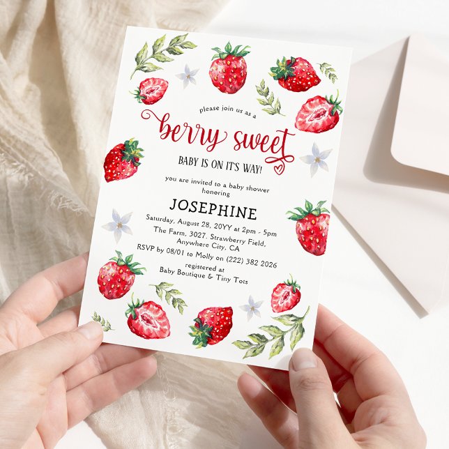 Söt Jordberry 'Berry Sweet' Baby Shower Inbjudningar (Skapare uppladdad)