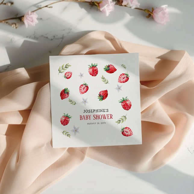 Söt Jordberry 'Berry Sweet' Baby Shower Pappersservett (Skapare uppladdad)