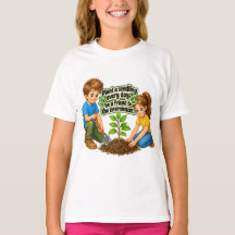 Söt jorddags barn trädgårds pedagogisk t-shirt