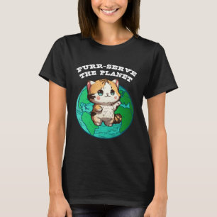 Söt Jorddags Katt Morrar Tjänar Planeten T Shirt