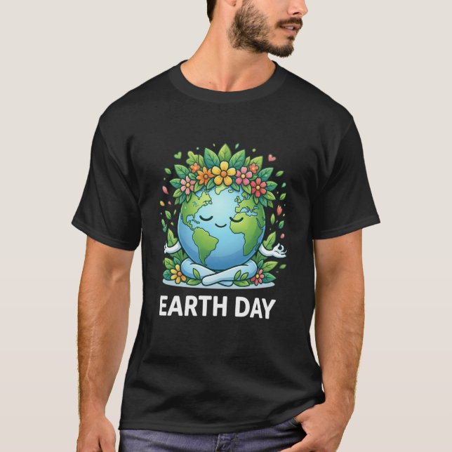 Söt jorddags-tröja Blommig planet blommig krona T Shirt (Framsida)