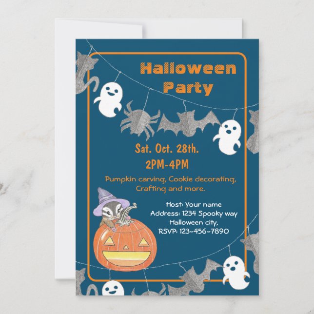 Söt jordekorre Kids Halloween-fest-inbjudan  Inbjudningar (Framsida)