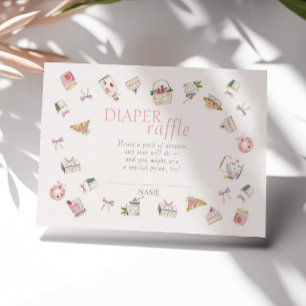 Söt jordgubb dessert baby shower blöja lotteri tilläggskort