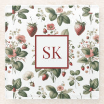 Söt jordgubbe & blommönster anpassad monogram