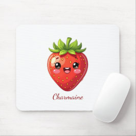 Söt jordgubbe kawaii med monogram musmatta