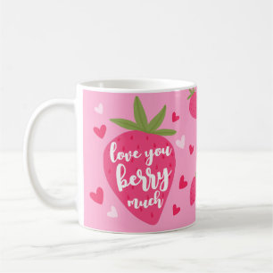 Söt jordgubbs kärlek bär hjärtan foto Alla hjärtan Kaffemugg