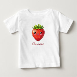Söt jordgubbs-kawaii-monogram t shirt