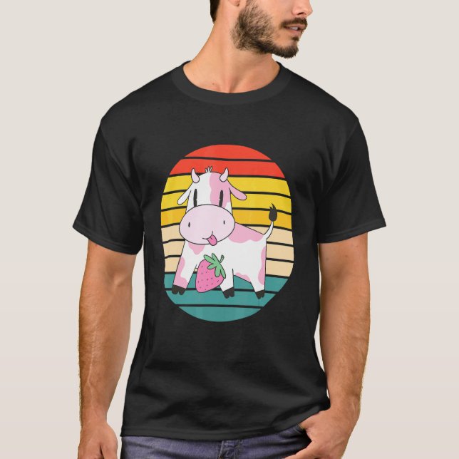 Söt Jordgubbs Ko T Shirt (Framsida)