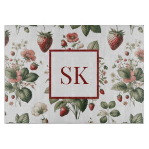 Söt jordgubbs- och blommönster anpassad monogram