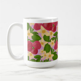 Söt jordgubbs trädgård & botanisk blomster estetik kaffemugg