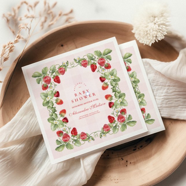 Söt jordgubbsbabyskor pappersservett (Skapare uppladdad)