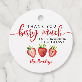 Söt jordgubbsbär Tack Berry Mycket Baby Shower Gåvor Etiketter