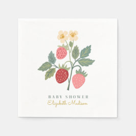 Söt jordgubbsblomma Babyskor Pappersservett