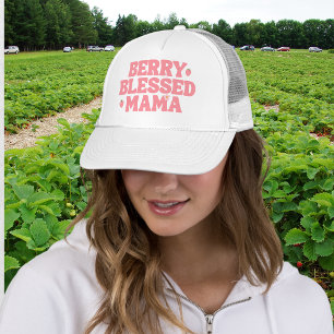 Söt Jordgubbsblommig Lycklig Mamma Rosa Födelsedag Keps