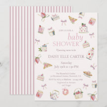 Söt Jordgubbsdessert Baby Shower Vattenfärg