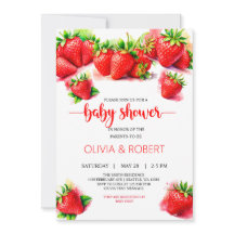 Söt jordgubbsinbjudan för babykläder