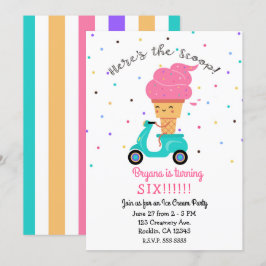 Söt jordgubbskon sommar glass fest inbjudningar