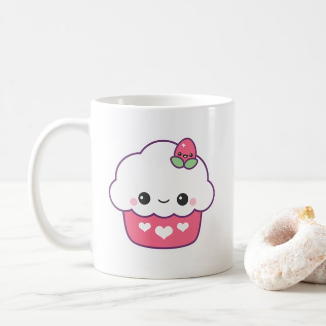 Söt jordgubbskupeng kaffemugg (Med munk)