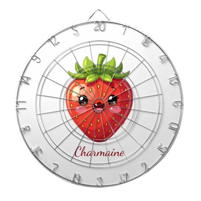 Söt jordgubbsmonogram kawaii darttavla (Framsidan)
