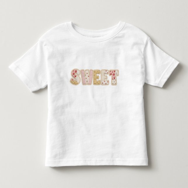 Söt jordgubbssammanflätad lappad sommar-design t shirt (Framsida)