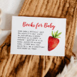 Söt jordgubbsskötare Bok-begäran Tilläggskort<br><div class="desc">Söt babydusch för söta bär i bok,  ett kort som visar jordgubbar. Kortet uppmanar gästerna att ta med sig ett nytt eller använt barns bok i stället för ett kort. Perfekt för en flickdusch på sommaren.</div>