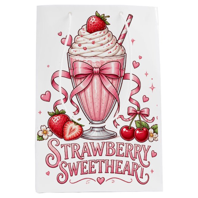 Söt jordgubbssmjölkshake rosa efterrätt (Framsidan)