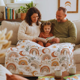 Söt jordnära boho-regnbåge personlig babyfleece fleecefilt