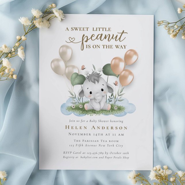 Söt jordnöt på Way Neutralt Baby Shower Inbjudningar (Skapare uppladdad)