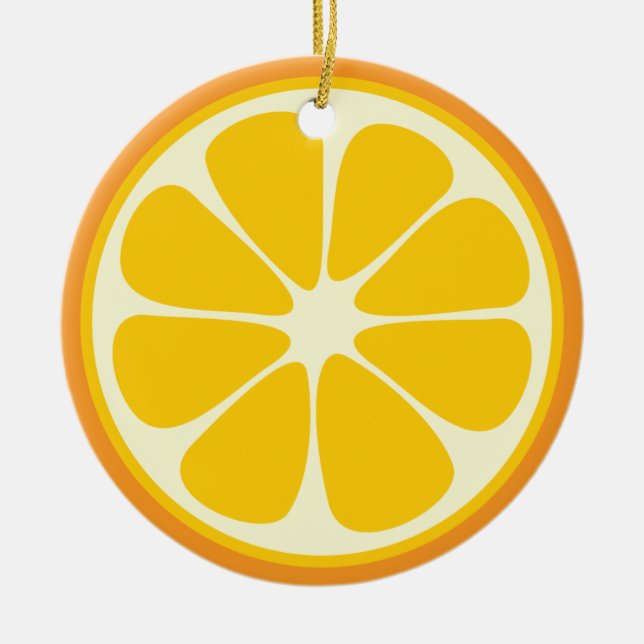 Söt Juicy-Orange Tropical Citrus Fruit Slice Julgransprydnad Keramik (Framsidan)