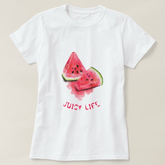 Söt Juicy Watermelon Delar Tasty Add your Text T Shirt (Design framsida)