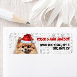 Söt jul-adress för Pomeranian-hund Returadress Etikett