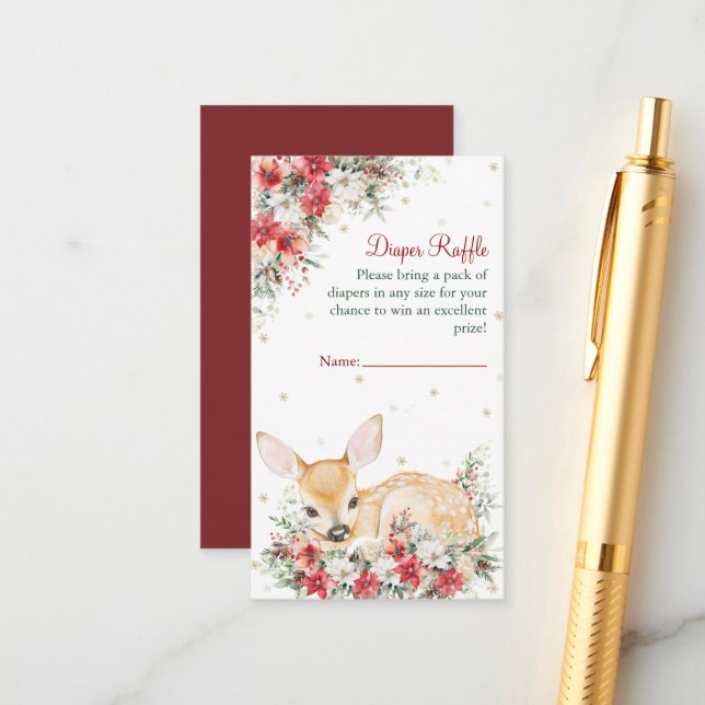 Söt jul, Åh Älg Baby Shower Blöja Lotteri Tilläggskort (Fram/Back In Situ)