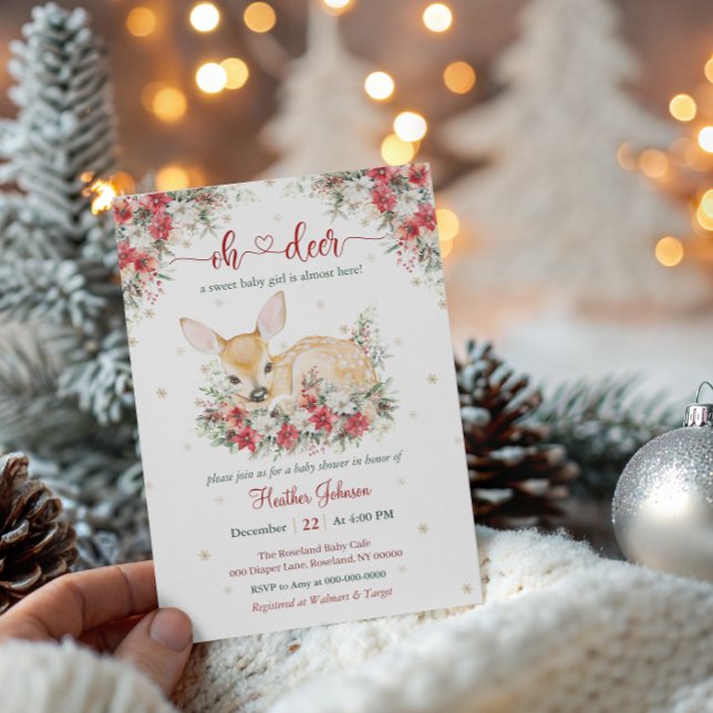 Söt jul Åh Älg Bebisskal Invitation Inbjudningar (Skapare uppladdad)