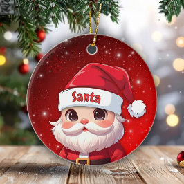Söt Jul Anpassningsbar Röd Tomte Presentlapp Julgransprydnad Keramik