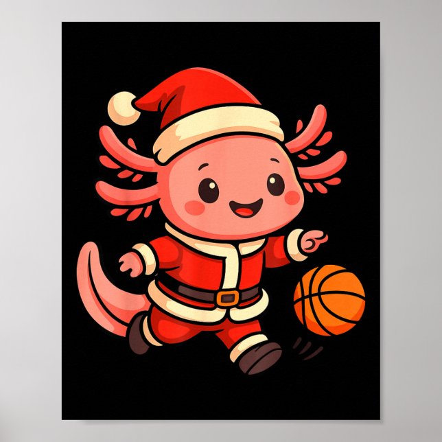 Söt jul Axolotl basketspelare design Poster (Framsidan)