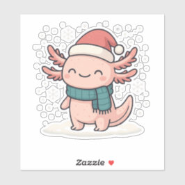 Söt jul-axolotl-dekal | Kawaii vinter  Klistermärken