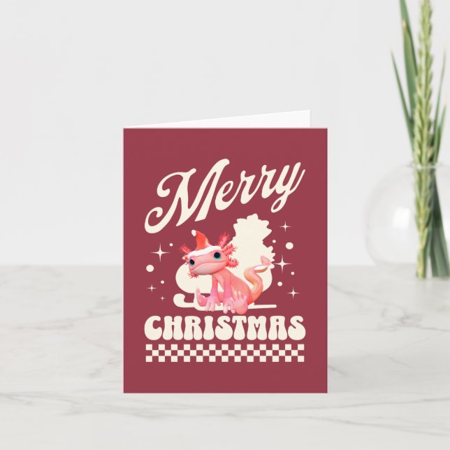 Söt jul-axolotl God Jul Anteckningskort (Framsida)