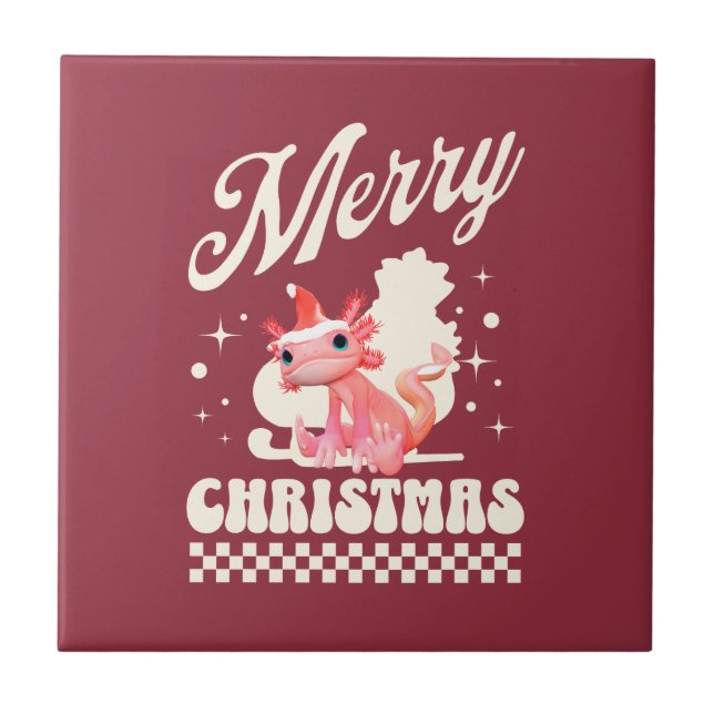 Söt jul-axolotl God jul  Kakelplatta (Framsidan)