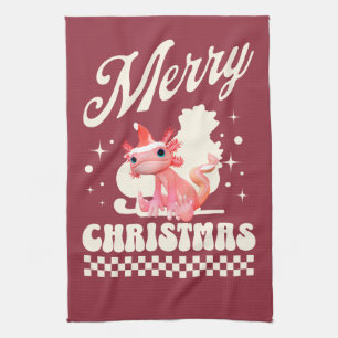 Söt jul-axolotl God jul Kökshandduk