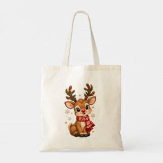 Söt jul baby ren röd halsduk Totebag Tygkasse