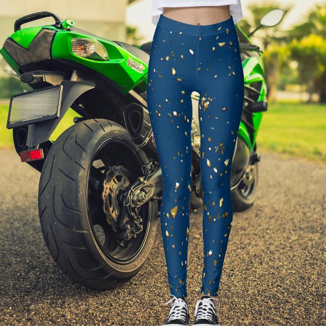 Söt jul blå guld glitter glänsande mönster  leggings (Skapare uppladdad)