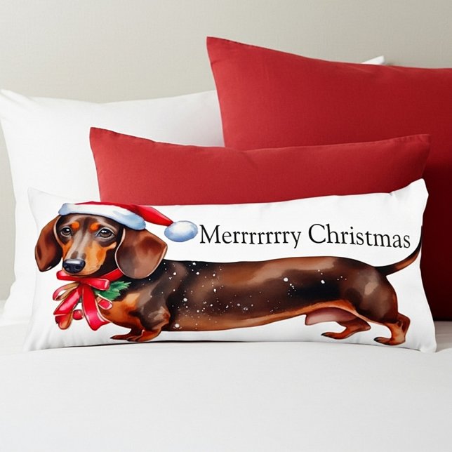 Söt jul dachshund anpassad kroppskudde (Skapare uppladdad)
