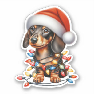 Söt jul-dachshund klistermärken