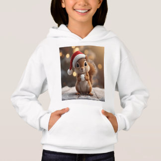 Söt jul-ekorre-hoodie för flickor t shirt