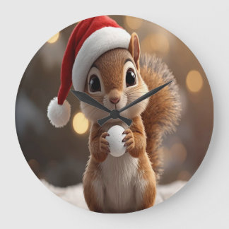 Söt jul-ekorre väggklocka
