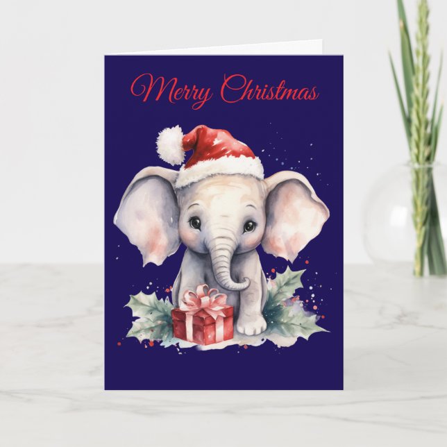 Söt jul elefant helgkort (Framsida)